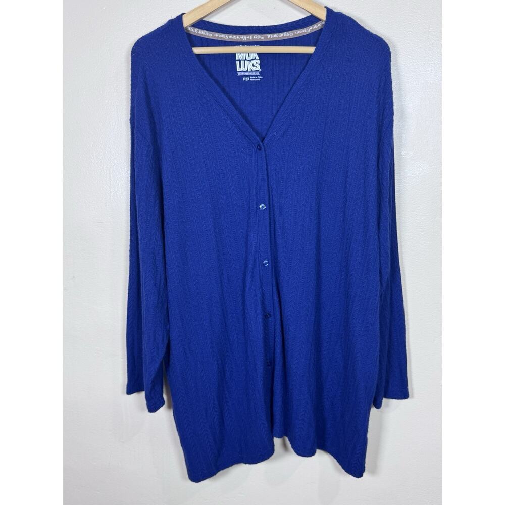 Muk Luks Womens Plus Size Cardigan P3X Pockets Comfy Soft Cable Knit Stretch